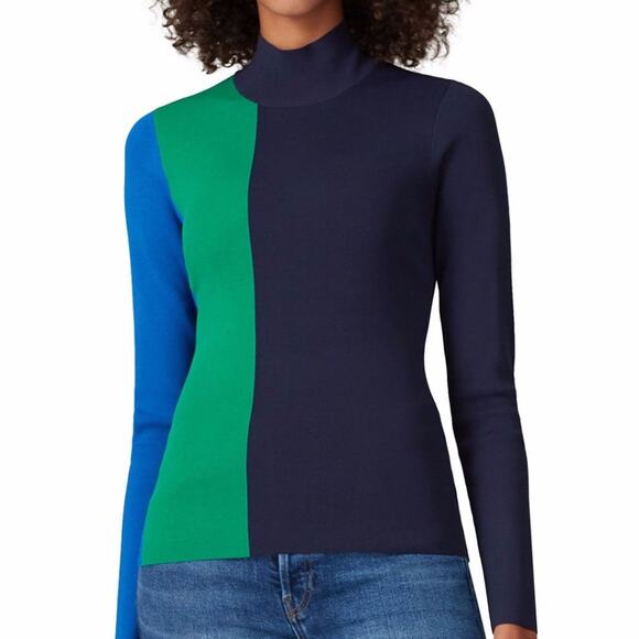 Tory Sport Knit Colorblock Turtleneck sweater blue green - XS - Picture 1 of 10